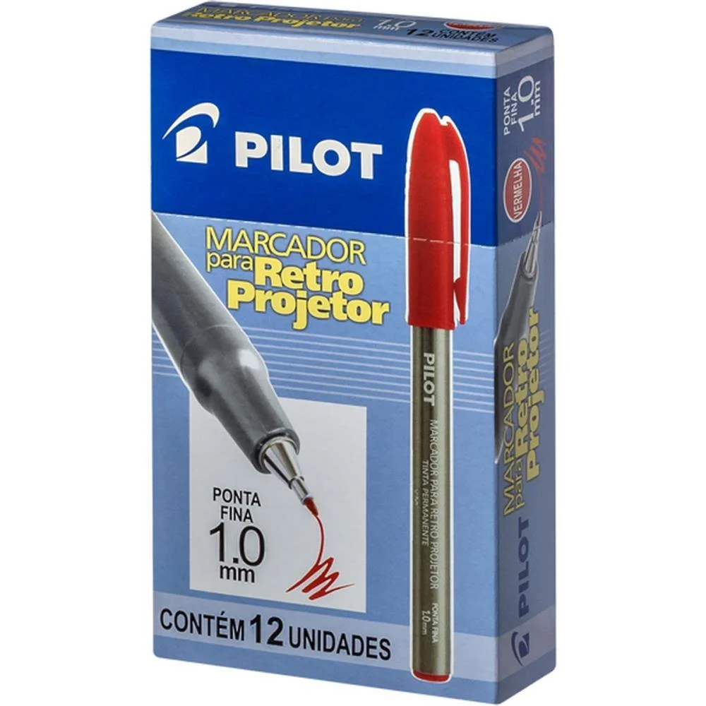 Caneta Retroprojetor 1.0Mm Marcador Vermelho Pilot (Cx.c/12) - imagem 5