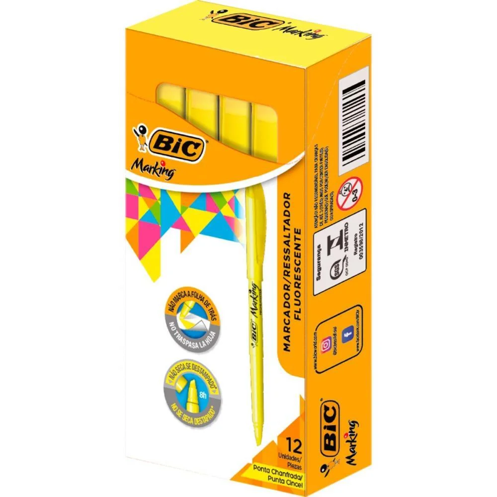 Caneta Marca Texto Marking Amarela Bic (Cx.c/12) - imagem 3