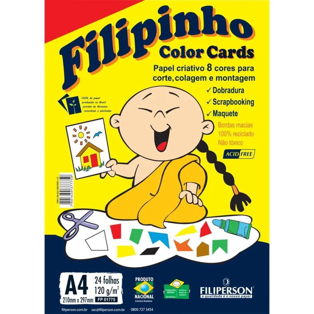 Bloco Para Educacao Artistica Filipinho C.card A4 120G.24Fls Filiperson (Pacote) - imagem 3