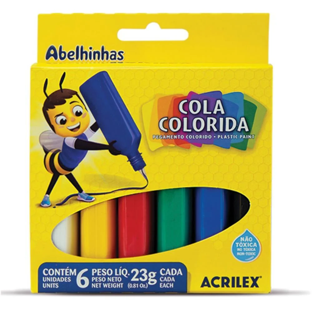 Cola Colorida Estojo C/06 Cores 23G (S) Acrilex (Duzia) - imagem 3