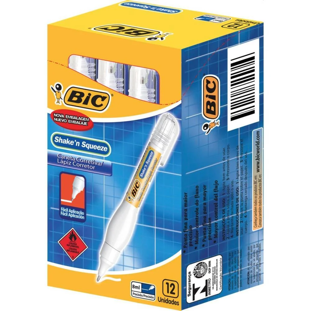 Caneta Corretiva Shake N Squeeze 8Ml Metal Bic (Cx.c/12) - imagem 3