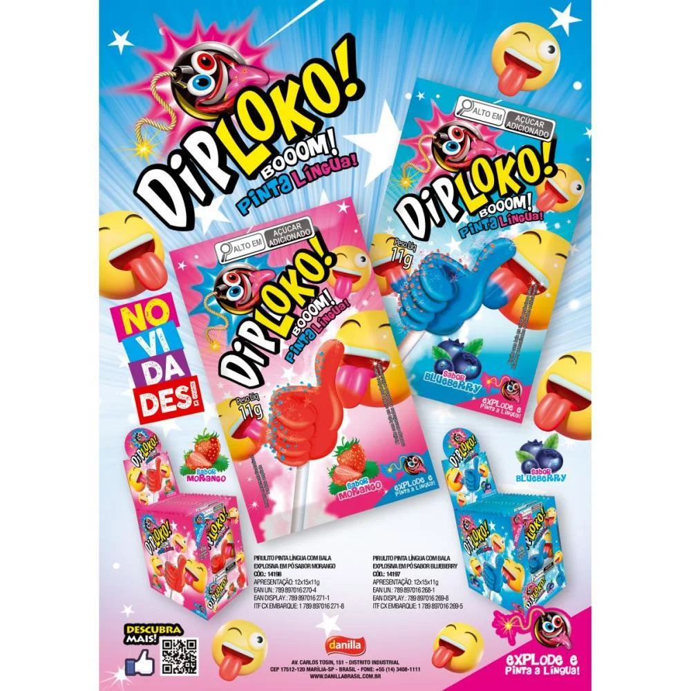 Doce Dip Loko Joia Pinta Lingua Danilla Foods (Dp.c/15) - imagem 4