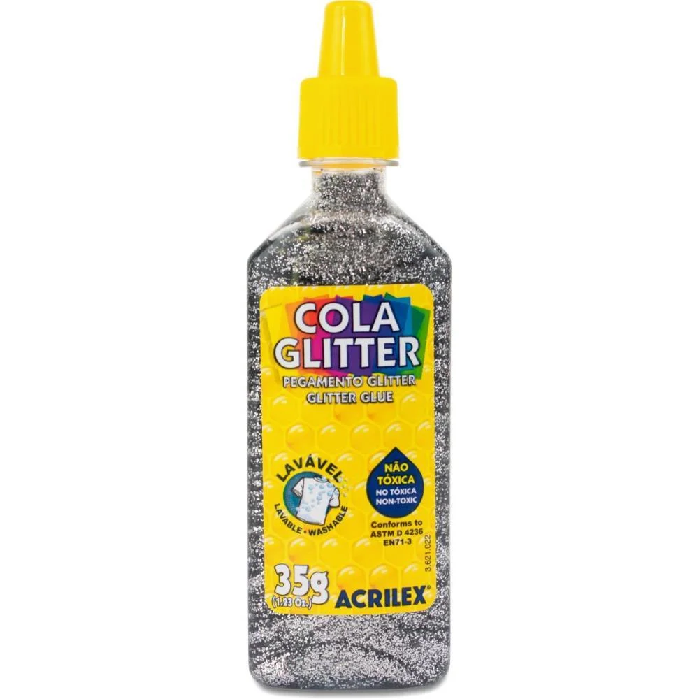 Cola Com Glitter Tubo 35G. Prata Acrilex (Duzia) - imagem 2