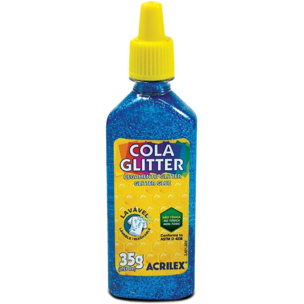 Cola Com Glitter Tubo 35G. Azul Acrilex (Duzia) - imagem 3