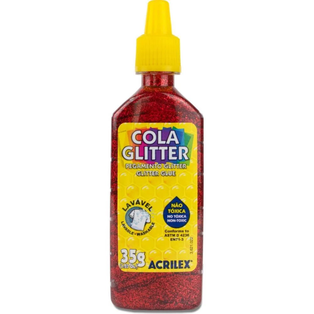 Cola Com Glitter Tubo 35G. Vermelho Acrilex (Duzia) - imagem 3
