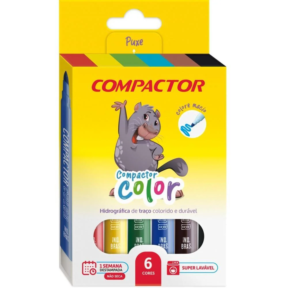 Caneta Hidrografica Jumbo Compactor Color C/06 Cores Compactor (Pct.c/10) - imagem 3