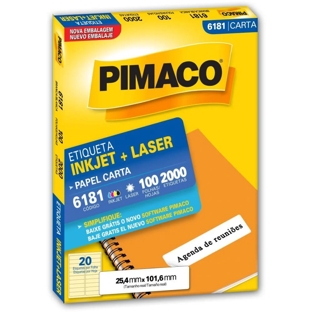 Etiqueta Carta 6181 100 Fls 25,4 X 101,6 Mm Pimaco (Cx.c/2000) - imagem 3