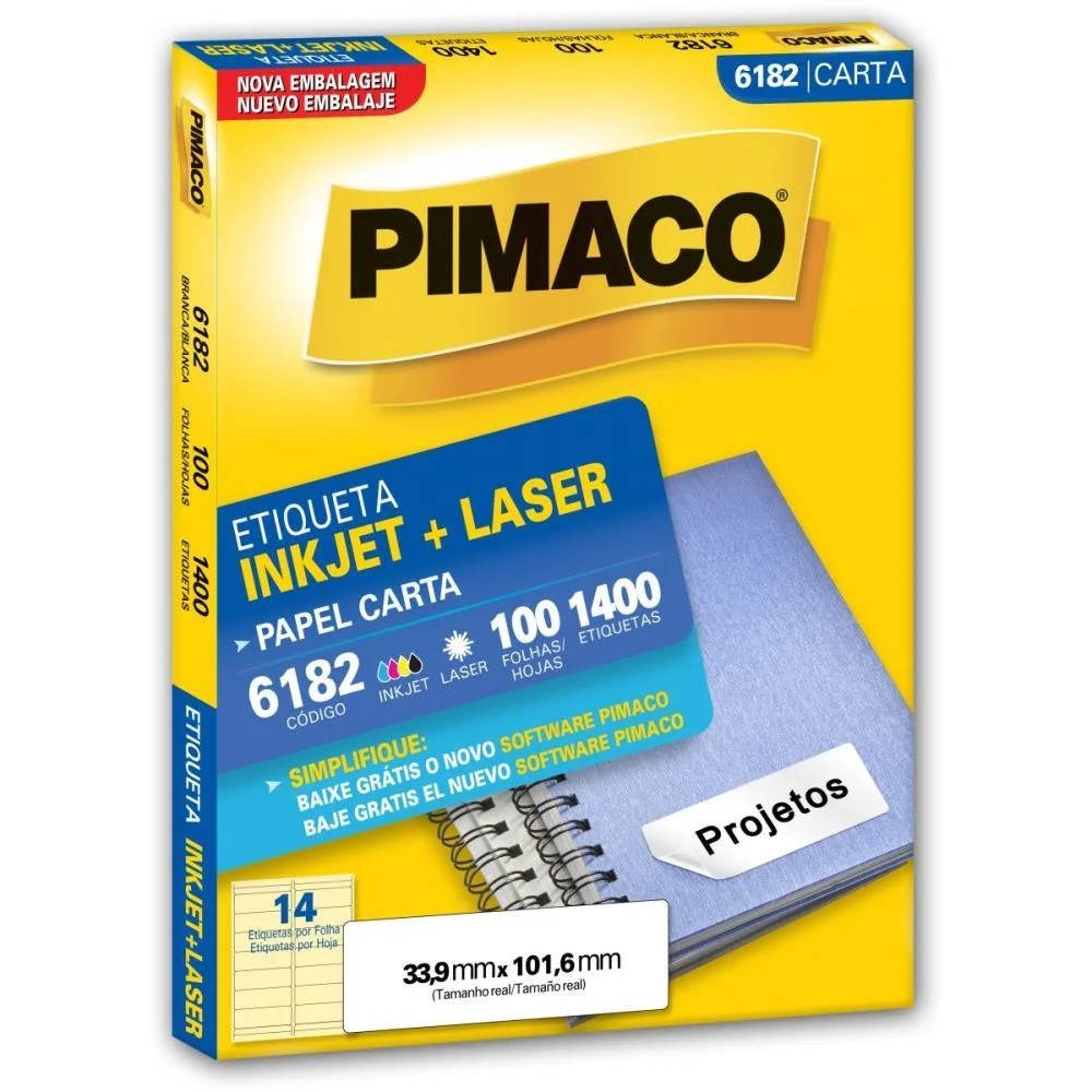 Etiqueta Carta 6182 100 Fls 33,9 X 101,6 Mm Pimaco (Cx.c/1400) - imagem 3