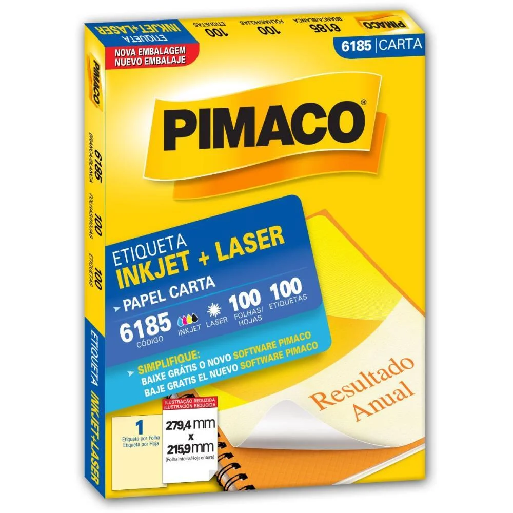 Etiqueta Carta 6185 100 Fls 279,4 X 215,9 Mm Pimaco (Cx.c/100) - imagem 2