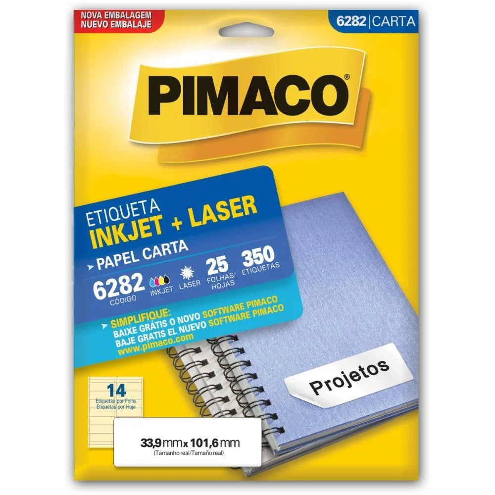 Etiqueta Carta 6282 25 Fls 33,9 X 101,6 Mm Pimaco (Ct.c/350) - imagem 2