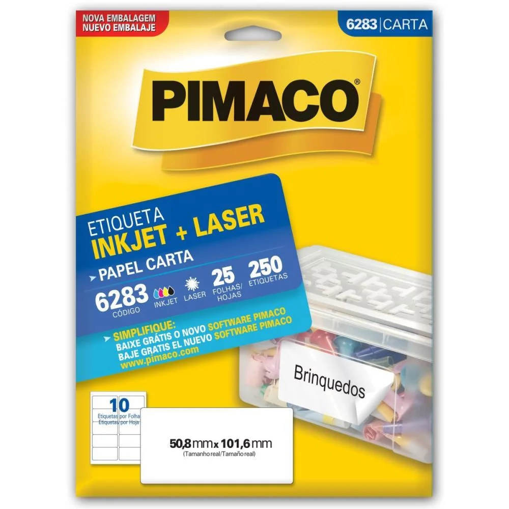 Etiqueta Carta 6283 25 Fls 50,8 X 101,6 Mm Pimaco (Ct.c/250) - imagem 3
