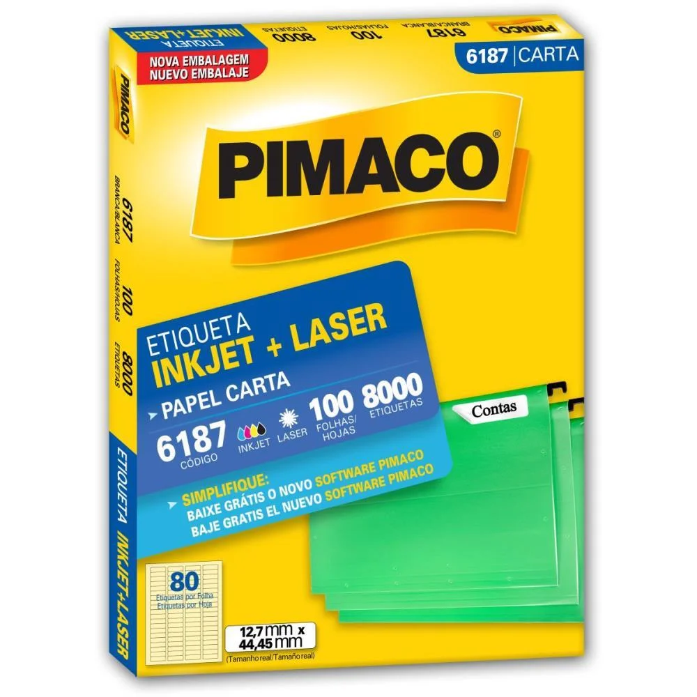 Etiqueta Carta 6187 100 Fls 12,7 X 44,45 Mm Pimaco (Cx.c/8000) - imagem 3