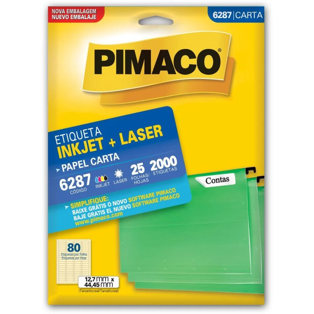 Etiqueta Carta 6287 25 Fls 12,7 X 44,45 Mm Pimaco (Ct.c/2000) - imagem 3