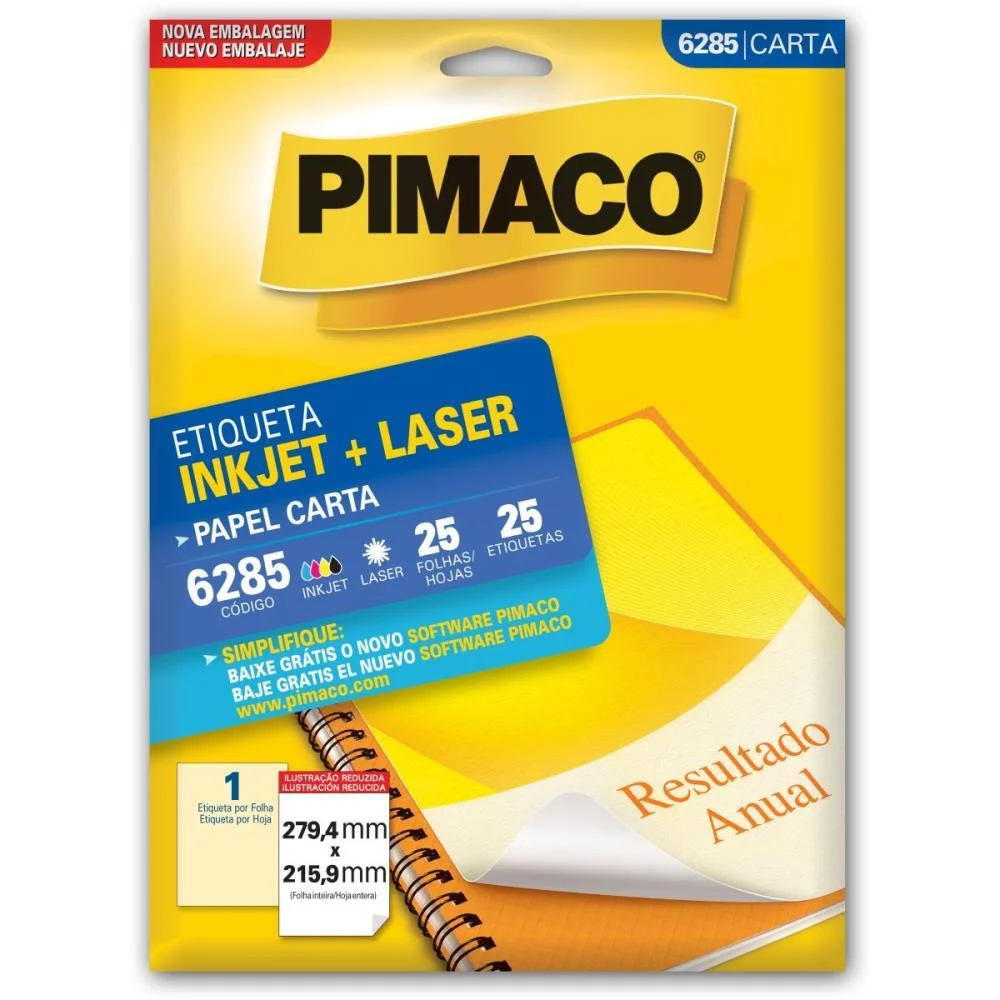 Etiqueta Carta 6285 25 Fls 279,4 X 215,9 Mm Pimaco (Ct.c/25) - imagem 2