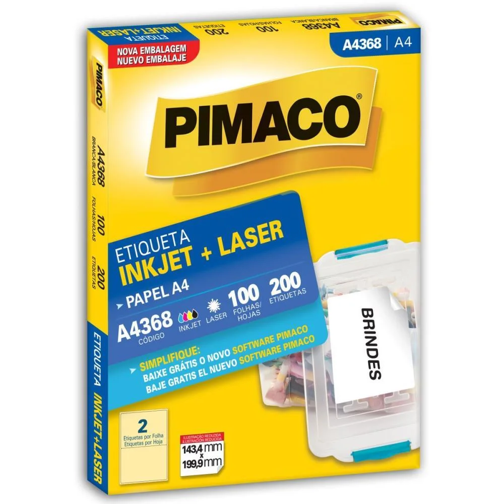 Etiqueta A4 A4368 100 Fls 143,4 X 199,9 Mm Pimaco (Cx.c/200) - imagem 3