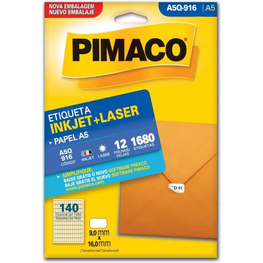 Etiqueta A5 A5Q-916 12 Fls 9,0 X 16,0 Mm Pimaco (Ct.c/1680) - imagem 3