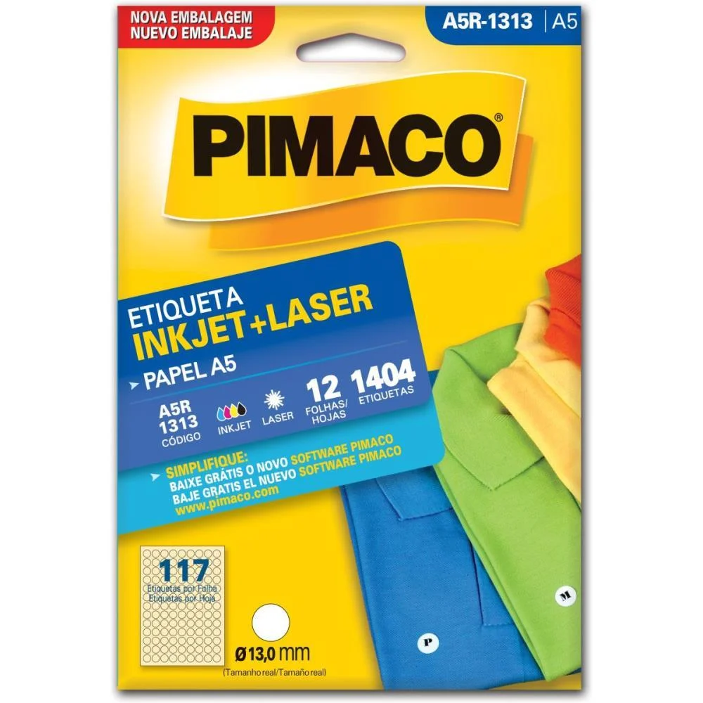 Etiqueta A5 A5R-1313 Redonda 12 Fls 13,0Mm Pimaco (Ct.c/1404) - imagem 3