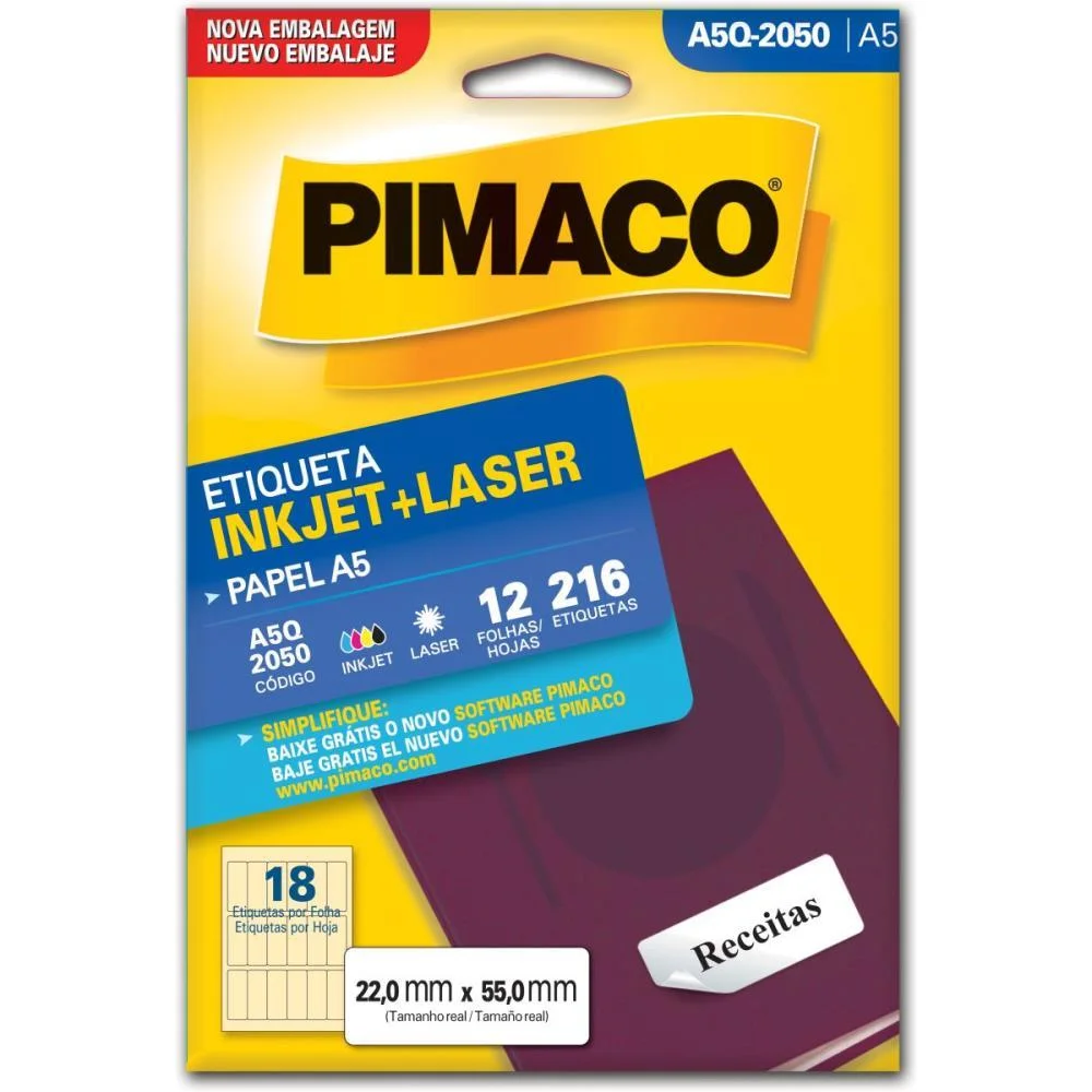 Etiqueta A5 A5Q-2050 12 Fls 22,0 X 55,0 Mm Pimaco (Ct.c/216) - imagem 3