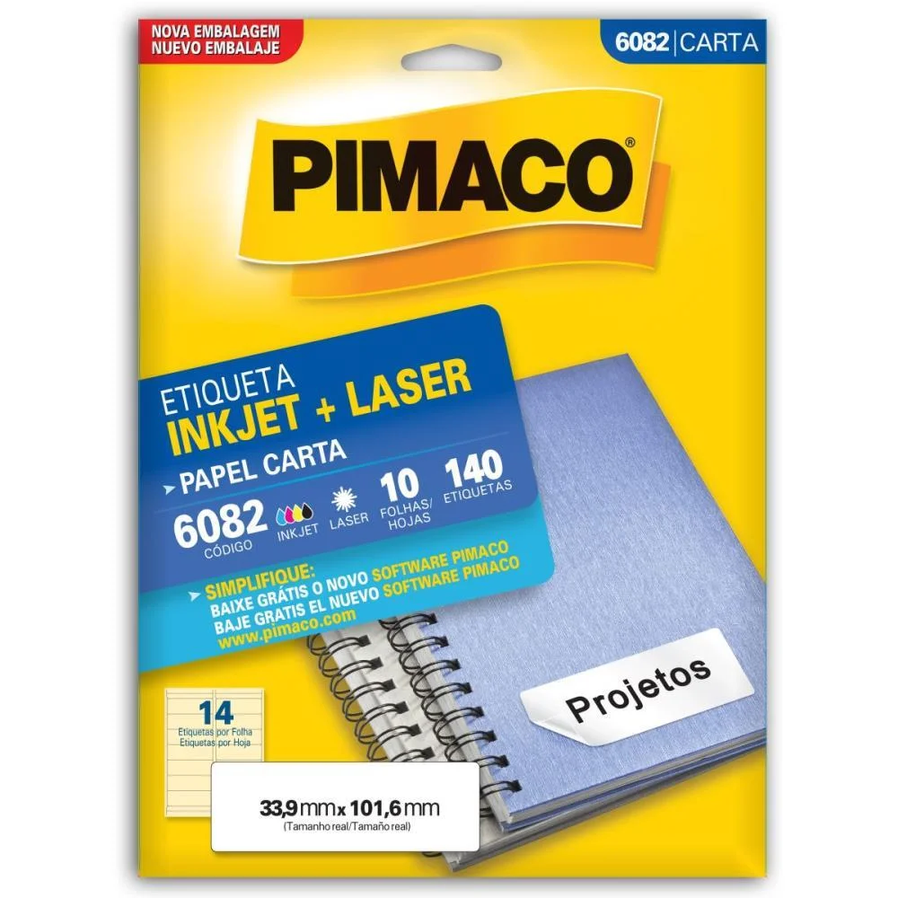 Etiqueta Carta 6082 10 Fls 33,9 X 101,6 Mm Pimaco (Ct.c/140) - imagem 3