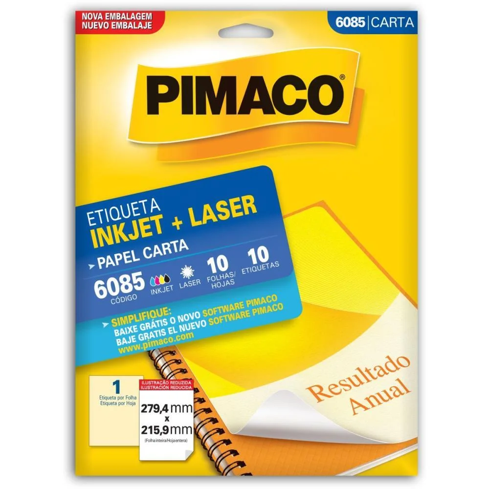 Etiqueta Carta 6085 10 Fls 279,4 X 215,9 Mm Pimaco (Ct.c/10) - imagem 3