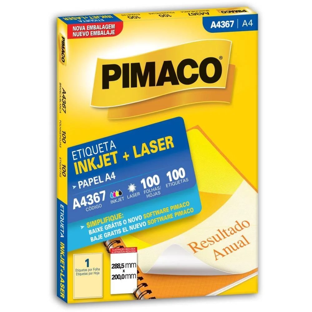 Etiqueta A4 A4367 100 Fls 288,5 X 200,0 Mm Pimaco (Cx.c/100) - imagem 2