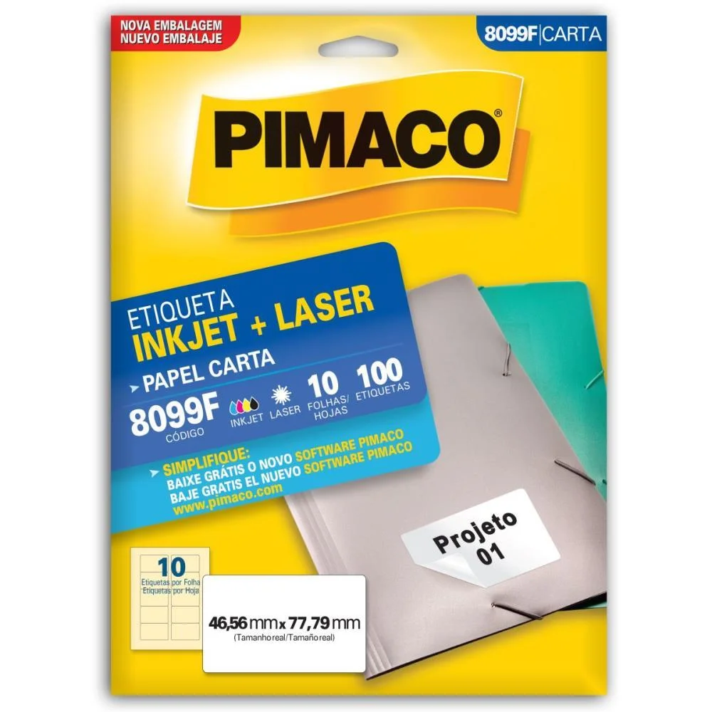 Etiqueta Carta 8099F 10 Fls 46,56 X 77,79 Mm Pimaco (Ct.c/100) - imagem 3