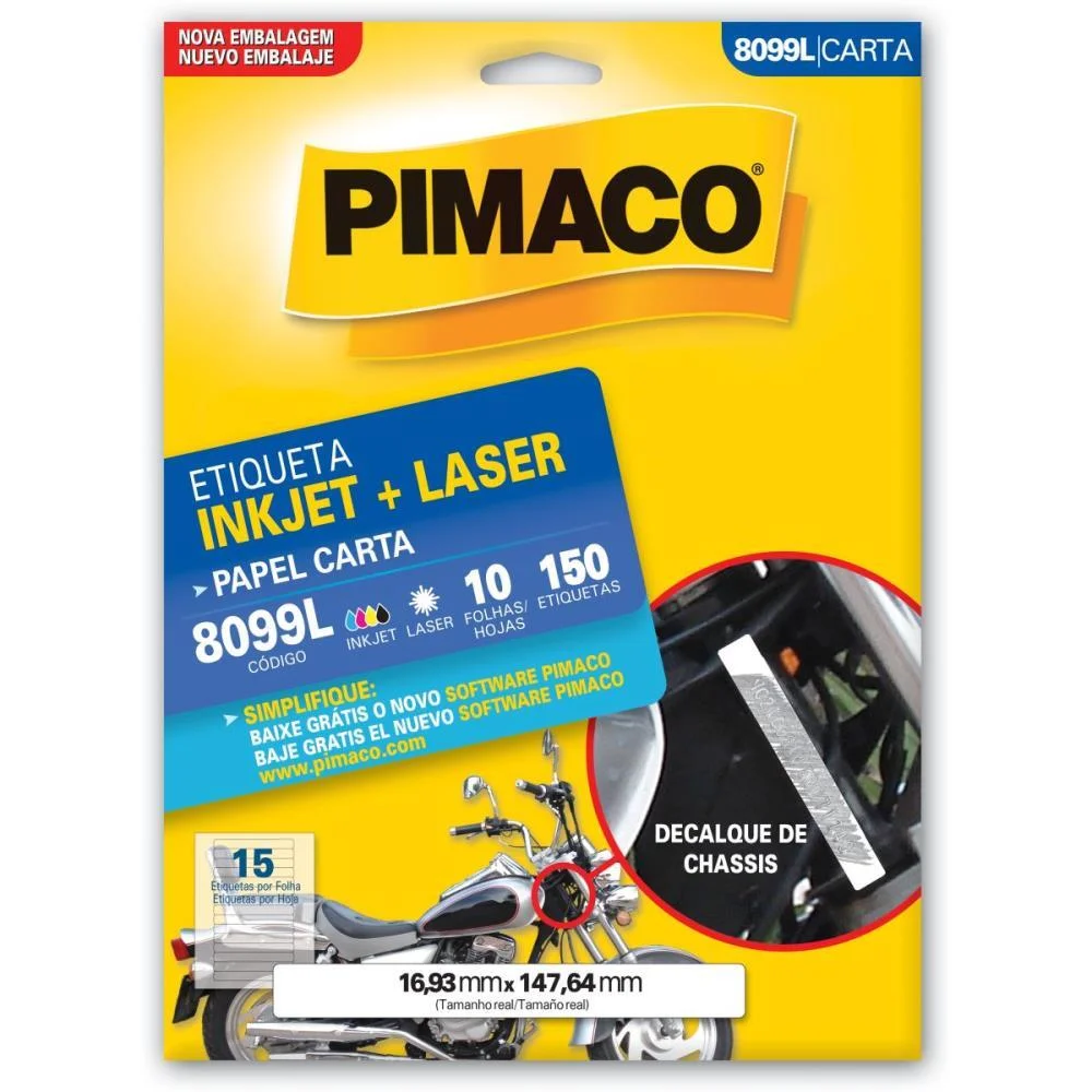 Etiqueta Carta 8099L 10 Fls 16,93 X 147,64 Mm Pimaco (Ct.c/150) - imagem 3