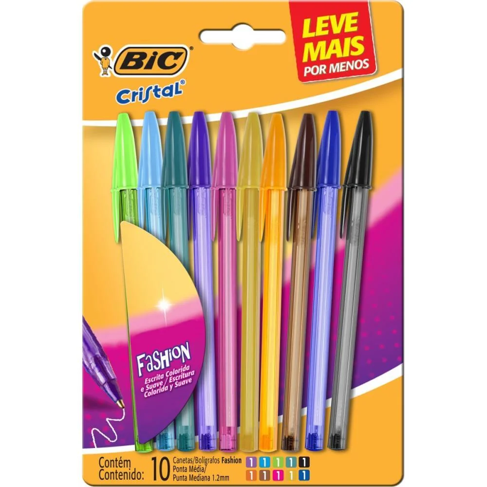 Caneta Esferografica Cristal Fashion Dura C/10Cores Bic (Bl.c/10) - imagem 3
