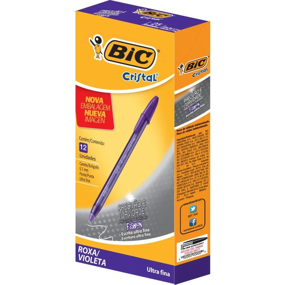 Caneta Esferografica Cristal Fashion Fine Roxa Bic (Cx.c/12) - imagem 2