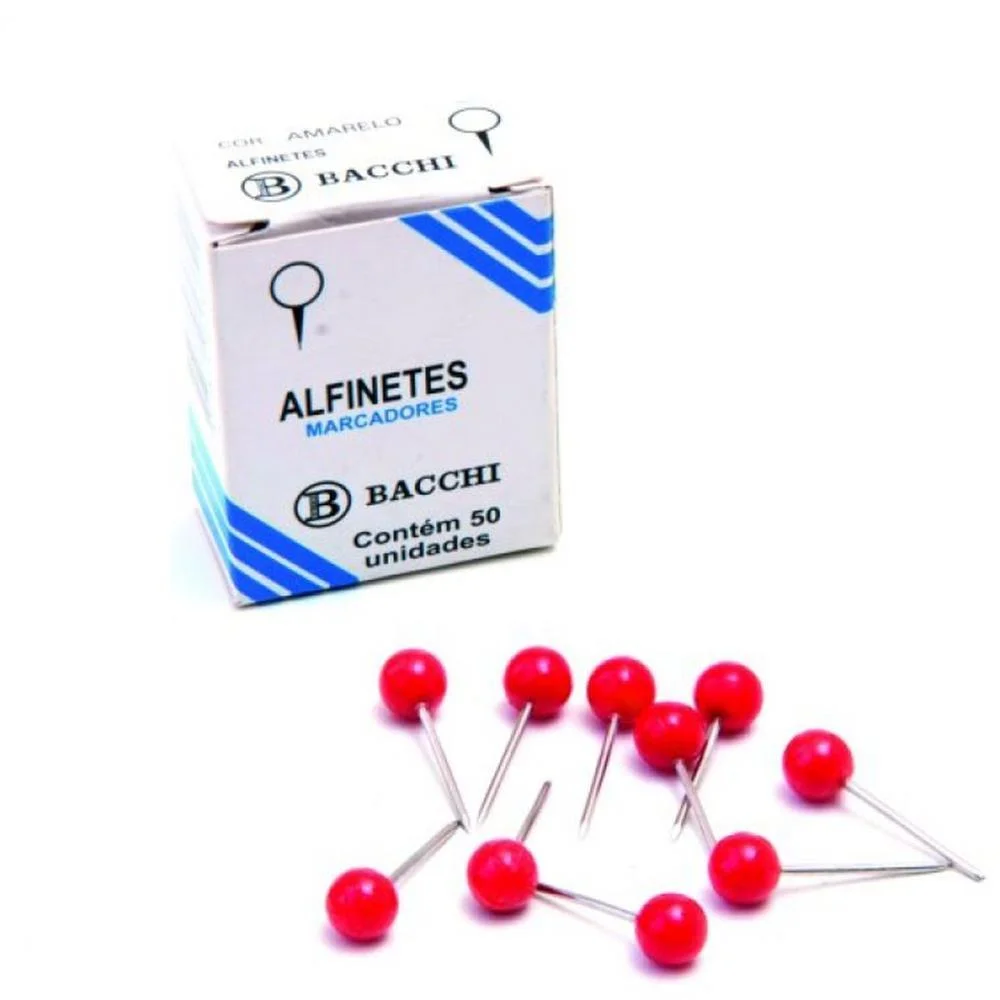 Alfinete Mapa Vermelho Cx.c/50Pcs. Bacchi (Pct.c/10) - imagem 3