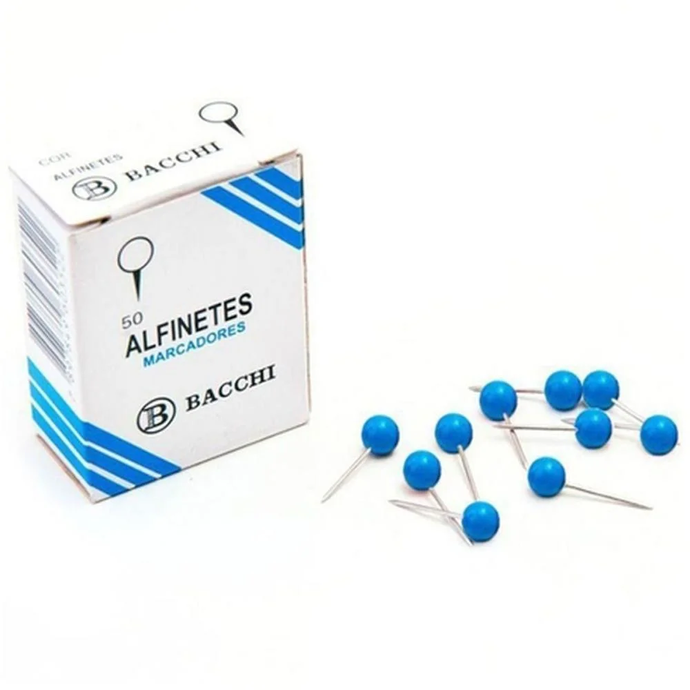Alfinete Mapa Azul Escuro Cx.c/50Pcs. Bacchi (Pct.c/10) - imagem 2