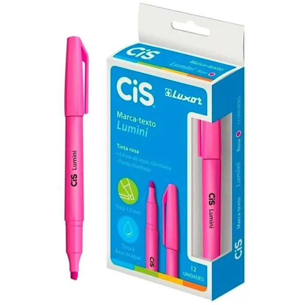 Caneta Marca Texto Cis Lumini Rosa Sertic (Cx.c/12) - imagem 2