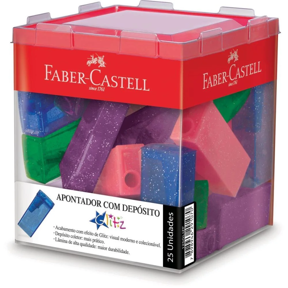 Apontador Com Deposito Glitz Tubo Plastico 4 Cores Faber-Castell (Dp.c/25) - imagem 2