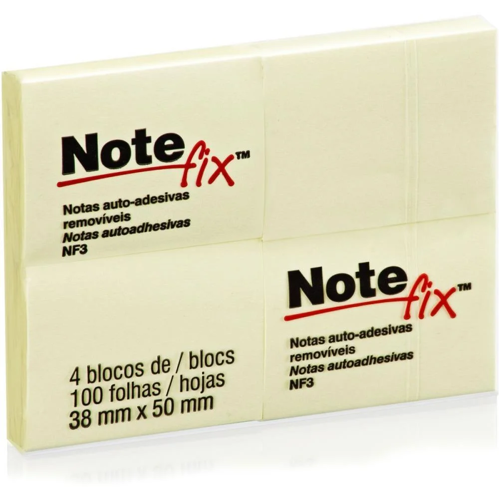 Bloco De Recado Autoadesivo Notefix 100F. 38Mmx50Mm Amarel 3M (Pct.c/04) - imagem 3