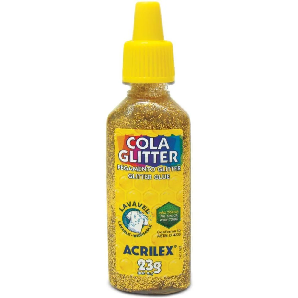 Cola Com Glitter Tubo 23G. Ouro Acrilex (Duzia) - imagem 2