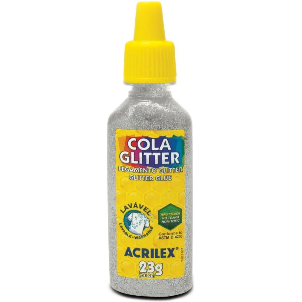Cola Com Glitter Tubo 23G. Prata Acrilex (Duzia) - imagem 3