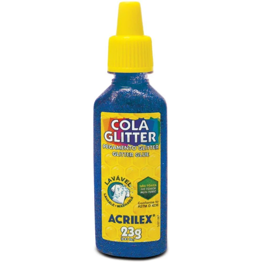 Cola Com Glitter Tubo 23G. Azul Acrilex (Duzia) - imagem 3
