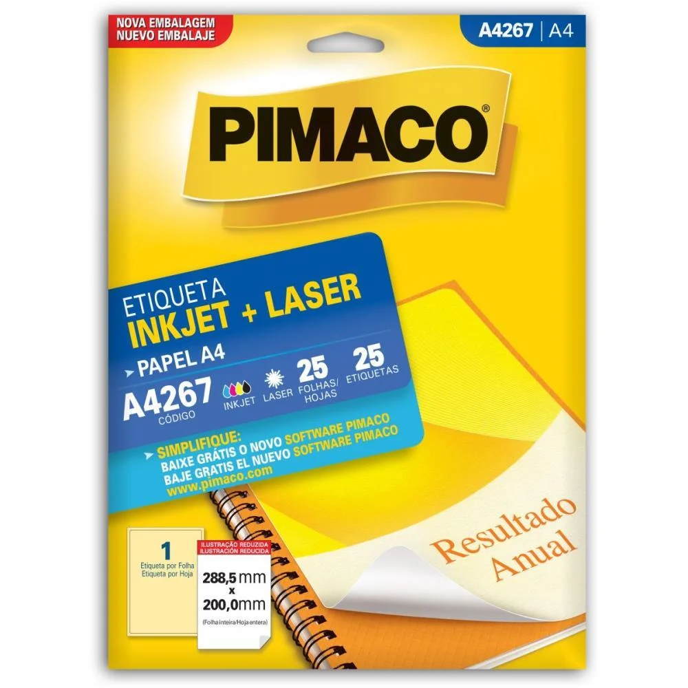 Etiqueta A4 A4267 25 Fls 288,5 X 200,0 Mm Pimaco (Ct.c/25) - imagem 3