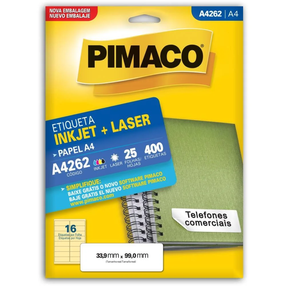 Etiqueta A4 A4262 25 Fls 33,9 X 99,0 Mm Pimaco (Ct.c/400) - imagem 3