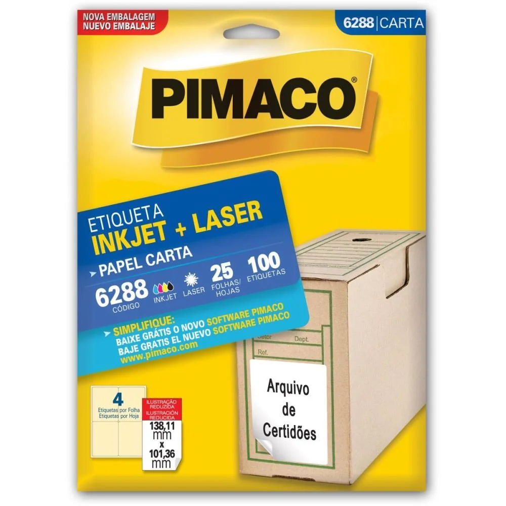 Etiqueta Carta 6288 25 Fls 138,11 X 101,36 Mm Pimaco (Ct.c/100) - imagem 2