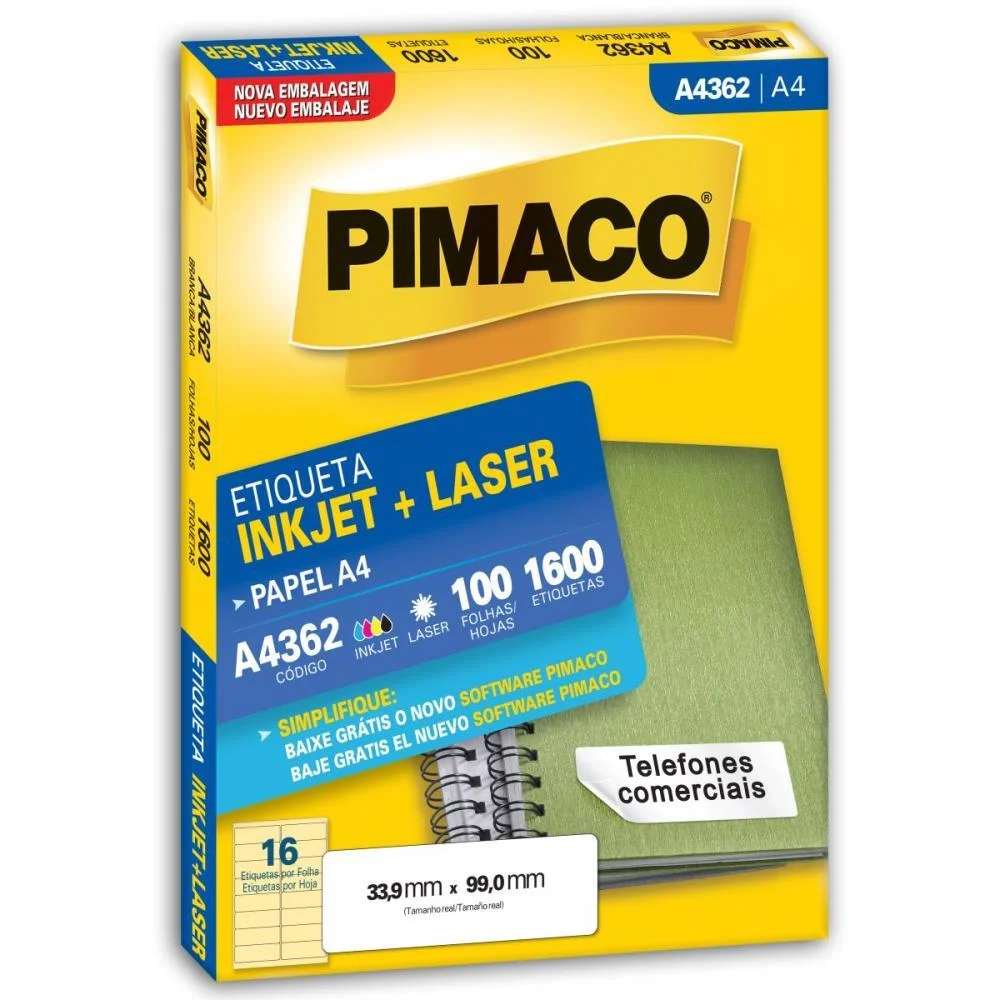Etiqueta A4 A4362 100 Fls 33,9 X 99,0 Mm Pimaco (Cx.c/1600) - imagem 2