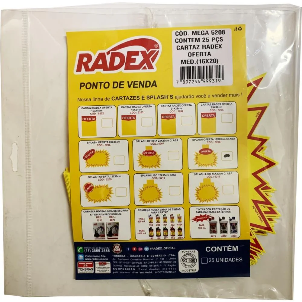 Cartaz Para Marcacao Splash Oferta S/Aba 12X19Cm Radex (Pct.c/25) - imagem 4
