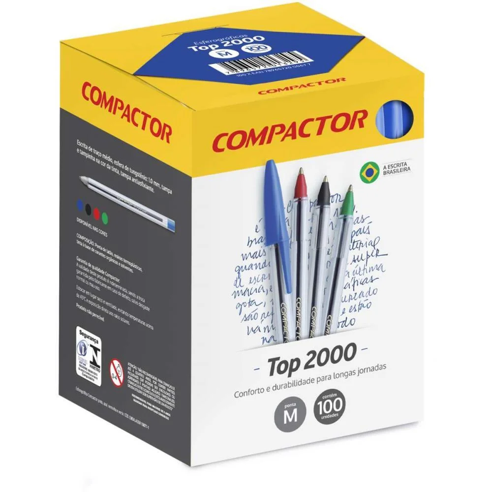 Caneta Esferografica Top 2000 Media Azul Compactor (Cx.c/100) - imagem 2