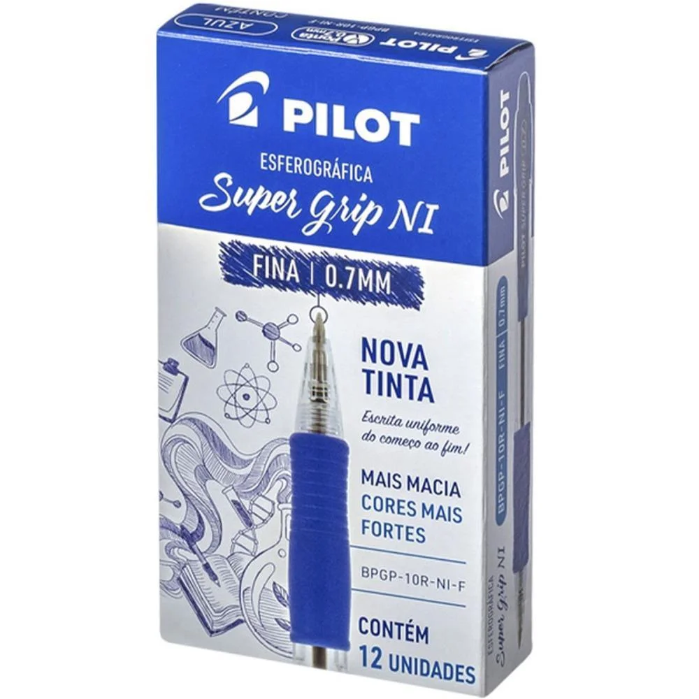Caneta Esferografica Retratil Bpsg-S Supergrip 0.7Mm Azul Pilot (Cx.c/12) - imagem 3