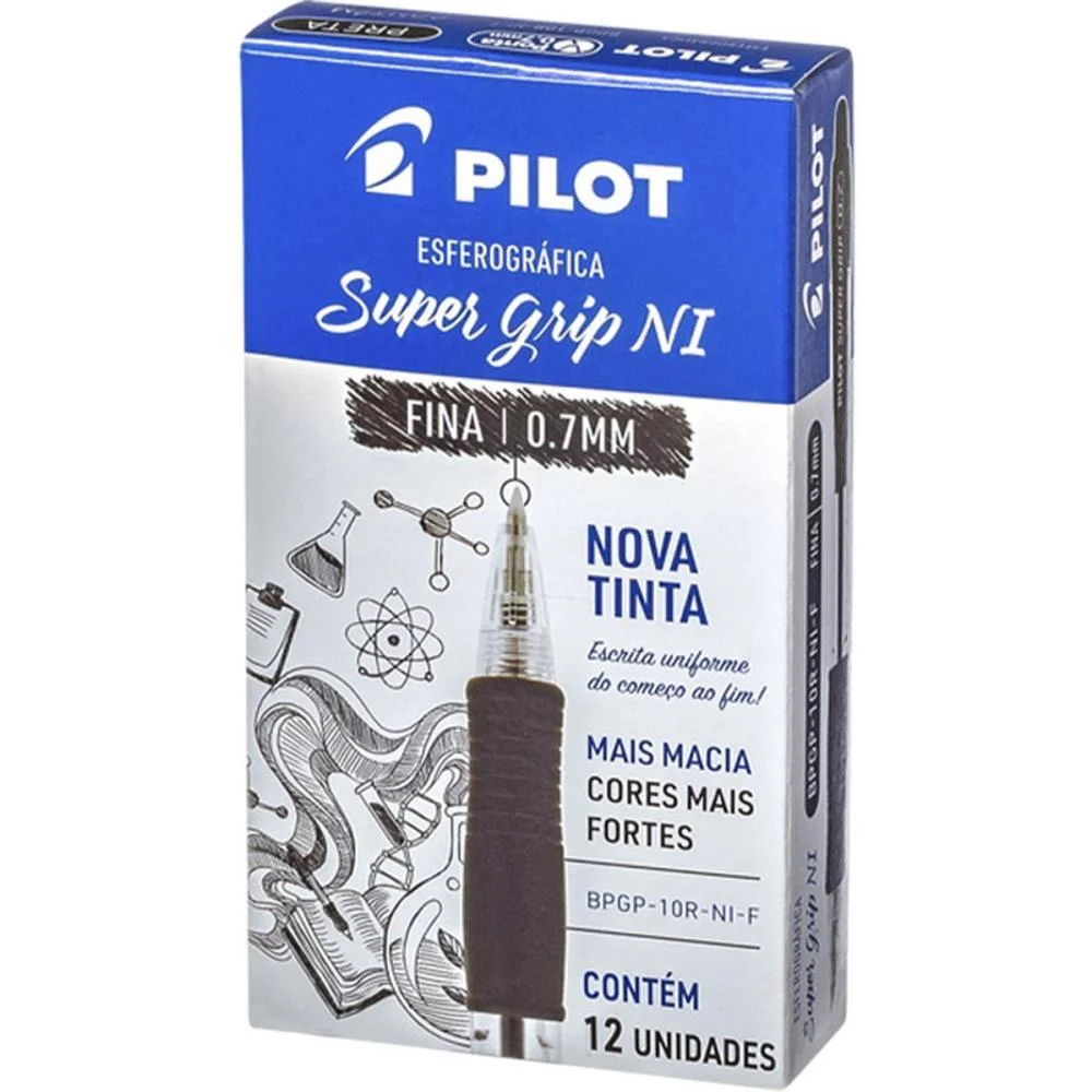 Caneta Esferografica Retratil Bpsg-S Supergrip 0.7Mm Preta Pilot (Cx.c/12) - imagem 3