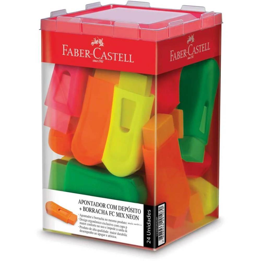Borracha Colorida Fc Mix Neon C/Apontador Faber-Castell (Dp.c/24) - imagem 2
