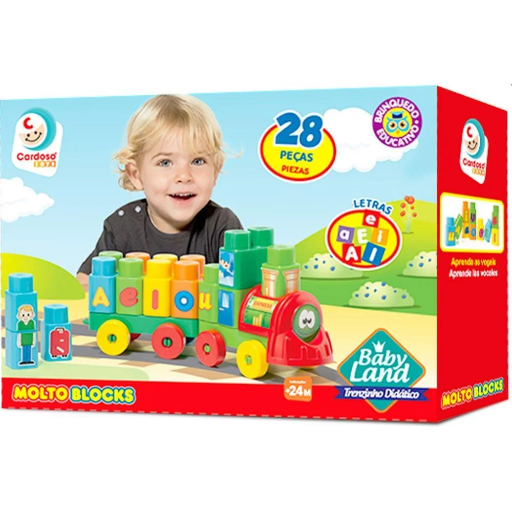 Brinquedo Educativo Trenzinho Baby Land 28 Blocos Cardoso Toys (Unidade) - imagem 2