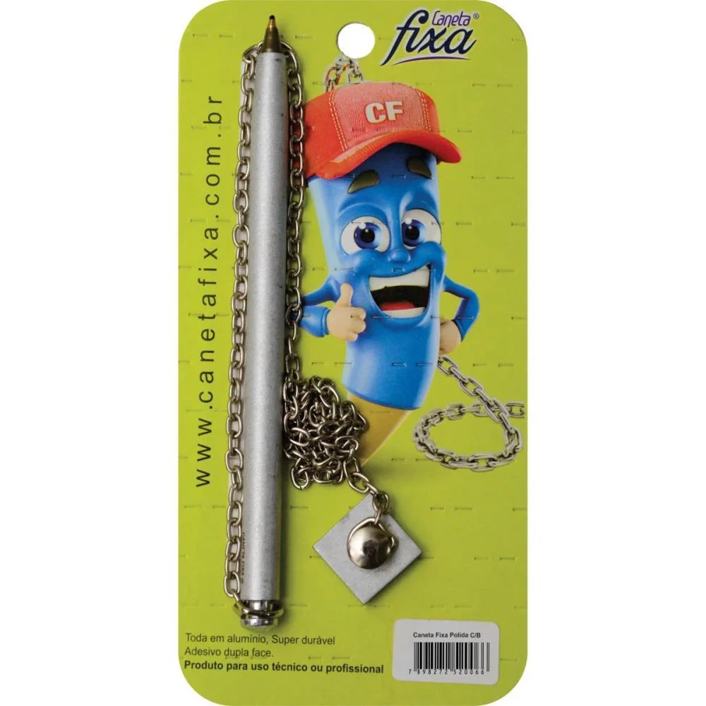 Caneta Para Balcao Chapeu Polida C/Suporte Branco Caneta Fixa (Unidade) - imagem 4