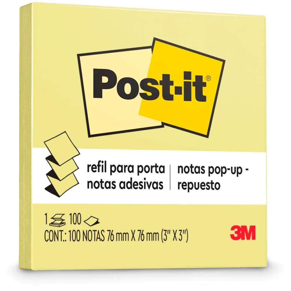 Bloco De Recado Post-It Pop Up Refil Rr330 76X76 Amar. 3M (Unidade) - imagem 2
