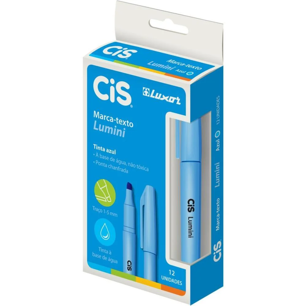 Caneta Marca Texto Cis Lumini Azul Sertic (Cx.c/12) - imagem 2